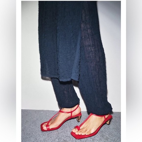 Zara 2 pieces Wrinkle Effect Fine Knit Midi Dress w/Matching Pants Navy Blue NWT - Picture 13 of 16